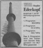 WDR Sender Ederkopf - Anzeige in Oberhessische Presse, 1987.png